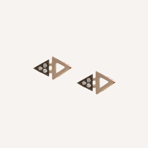 MINI TRIANGLE STUDS WITH BLACKENED GOLD