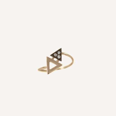 MINI TRIANGLE RING WITH BLACKENED GOLD