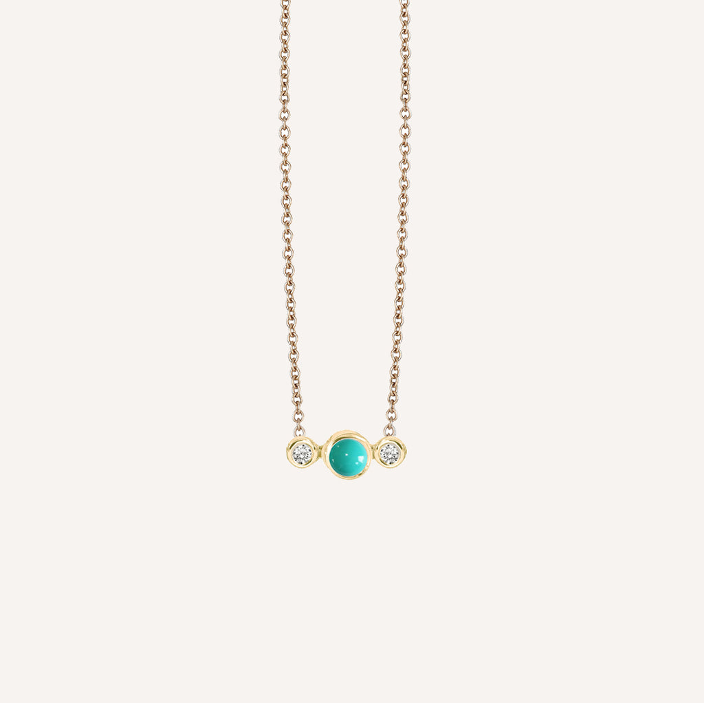 GOLD PLATED 3 DOT NECKLACE W/ TURQUOISE