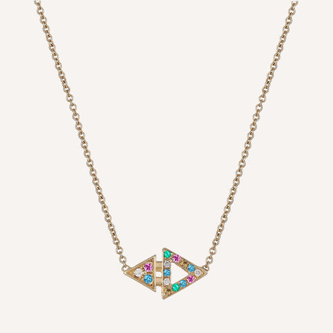 ALL MULTI STONE MINI TRIANGLE NECKLACE