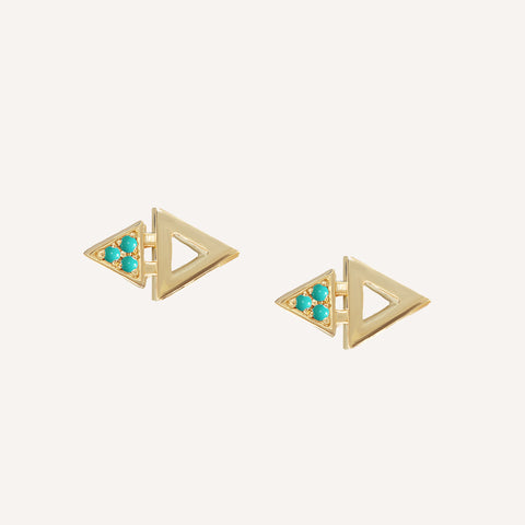 GOLD PLATED MINI TRIANGLE STUDS W/ TURQUOISE