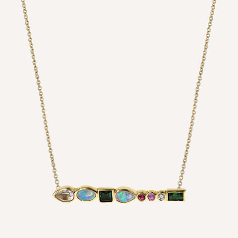 MULTI STONE LONG BAR NECKLACE