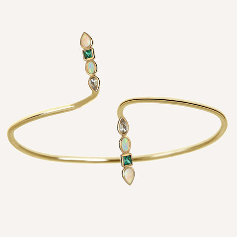 MULTI STONE PEAR SHORT TWIST CUFF