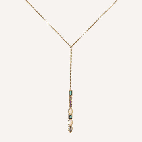 MULTI STONE LARIAT NECKLACE
