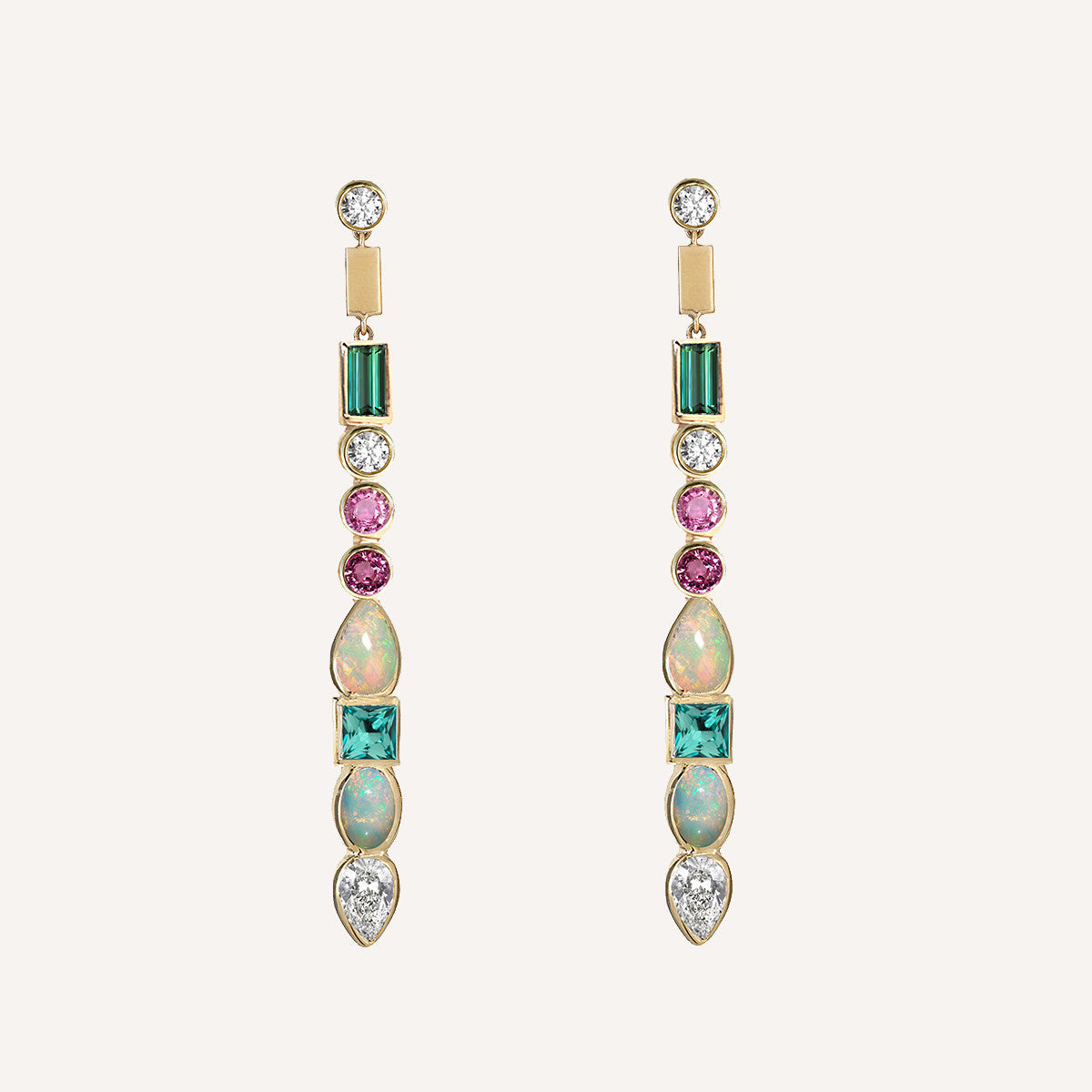 MULTI STONE MATCHSTICK EARRINGS