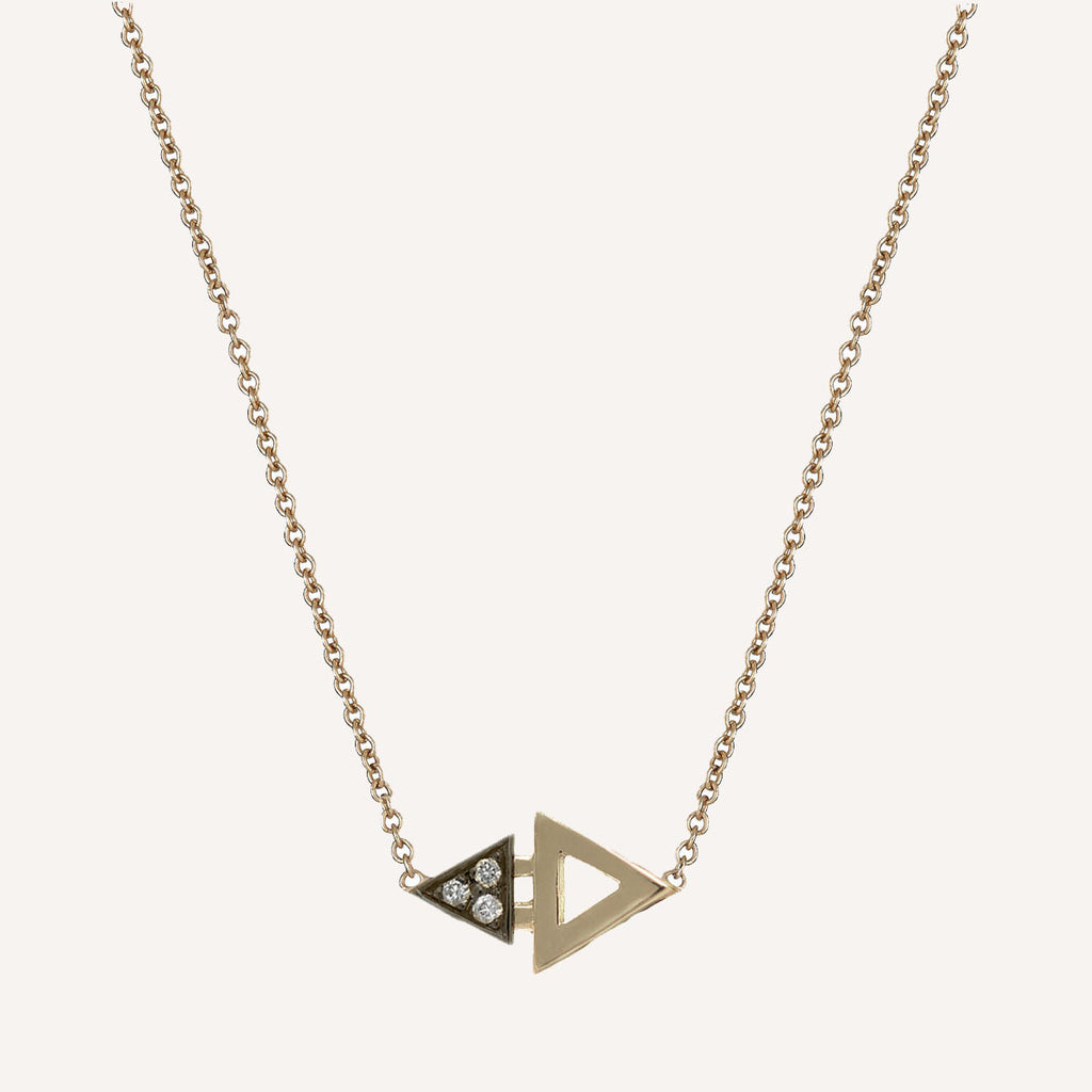 MINI TRIANGLE NECKLACE WITH BLACKENED GOLD