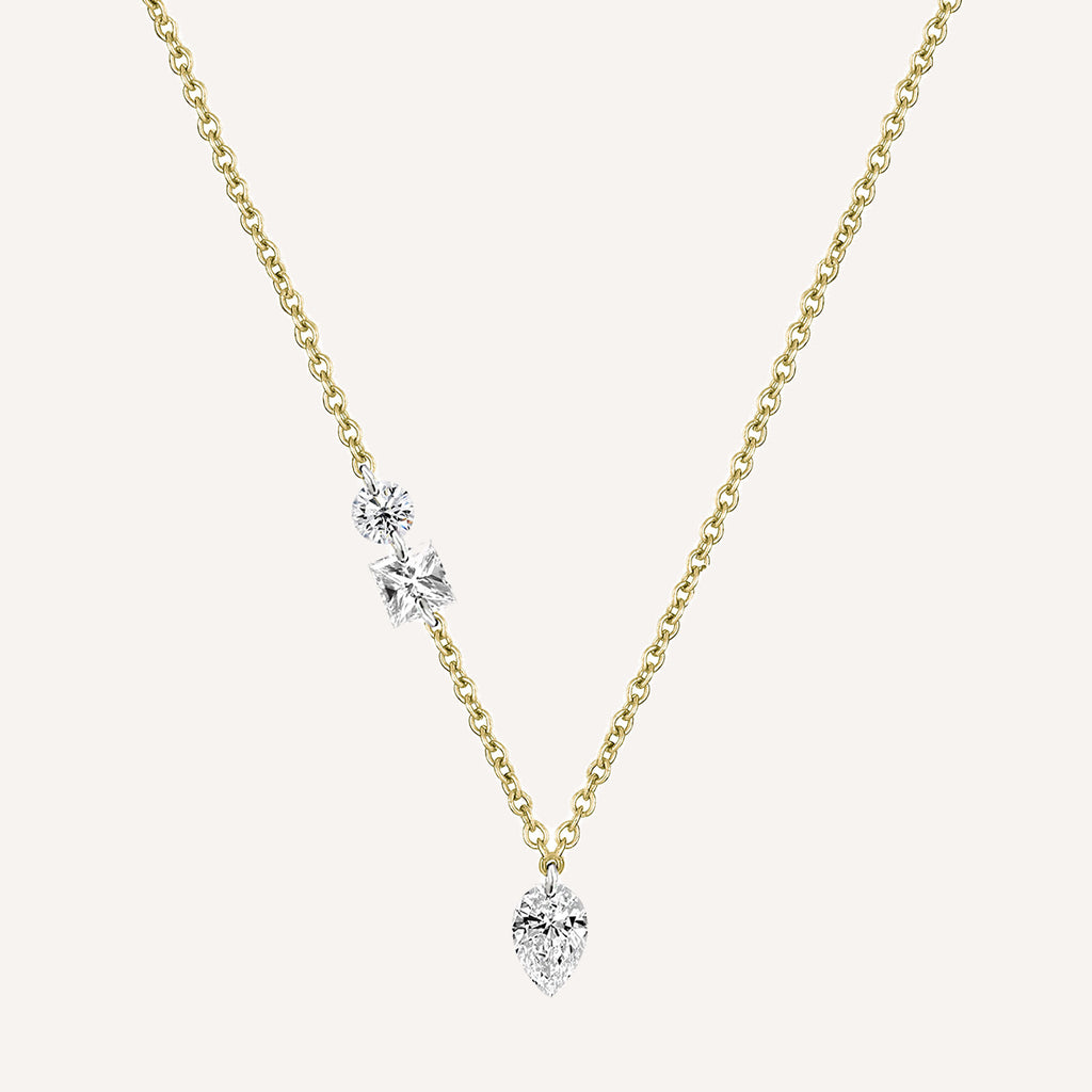 UNEVEN FLOATING DIAMOND NECKLACE